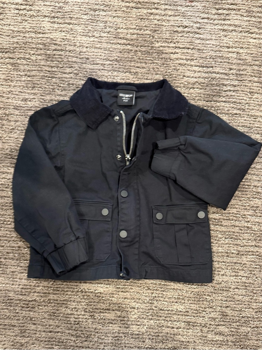 Little Bipsy Black Kids Jean-Style Jacket with Corduroy Collar